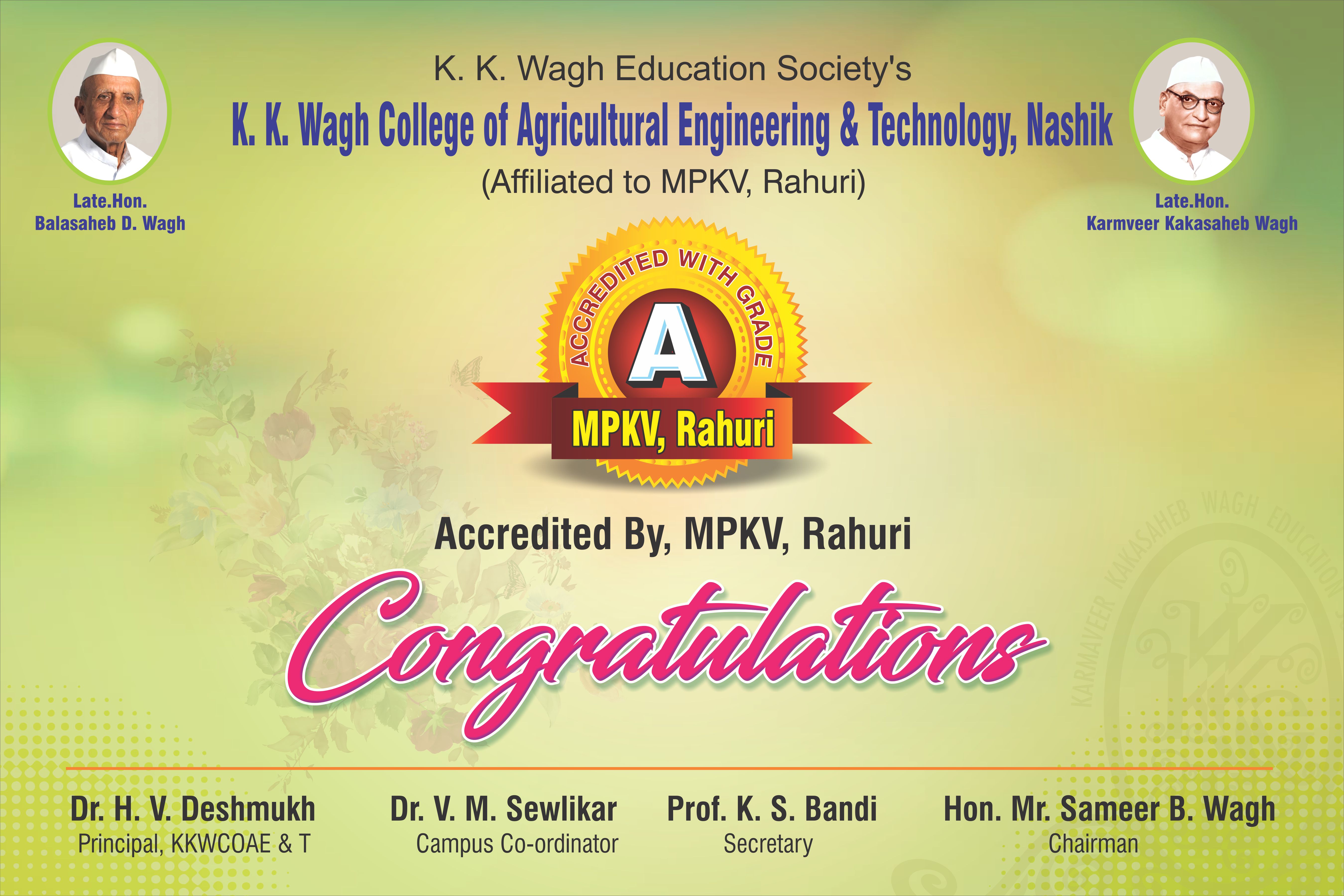 Accredited With A Grade By MPKV Rahuri